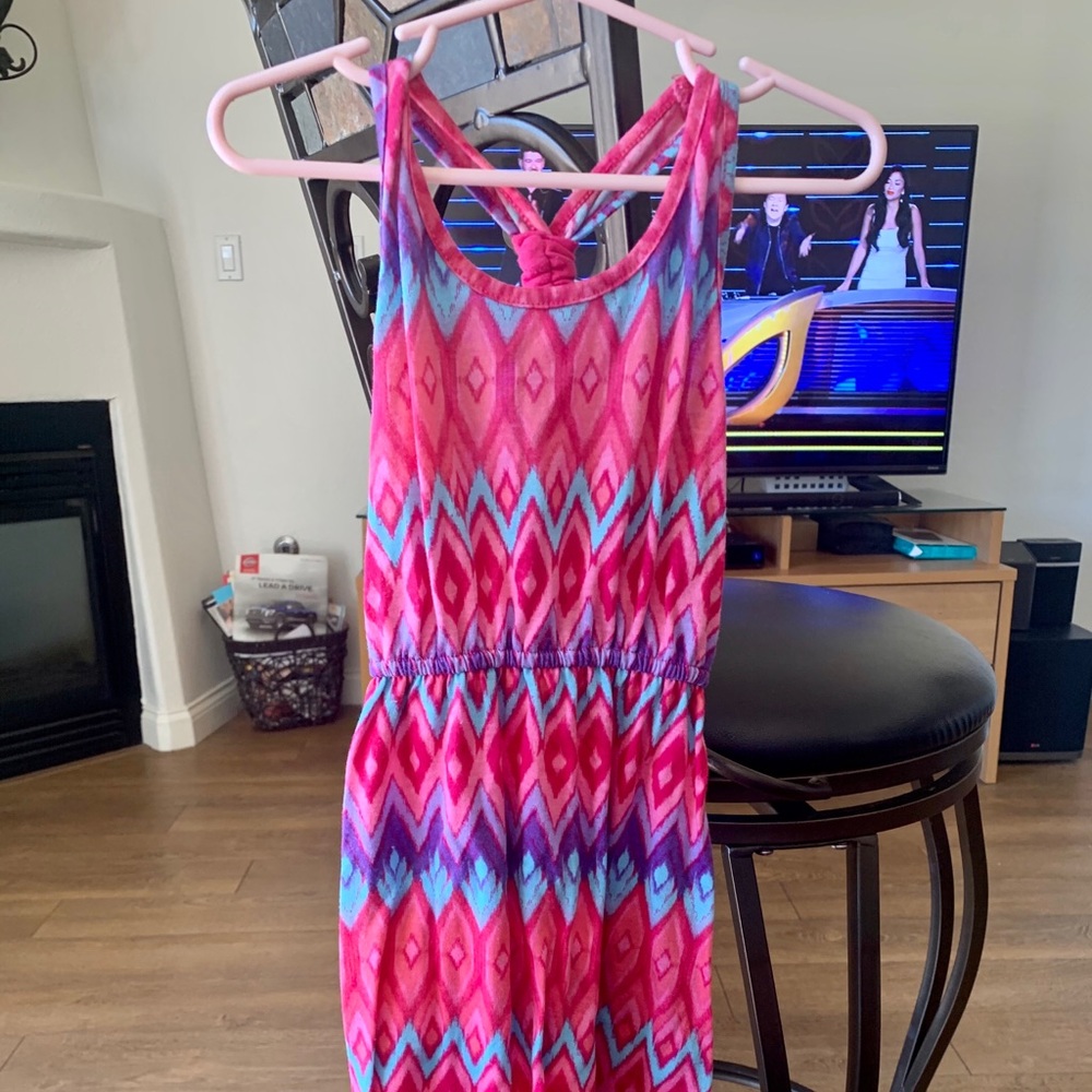 Girls Pink, Teal, Purple, Cotton Dress